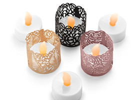 FLAMELESS TEA LIGHT SET 24 Flickering LED Battery Operated Tealight Candles
