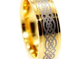 8mm Celtic Knot Golden Colored Tungsten Wedding Band